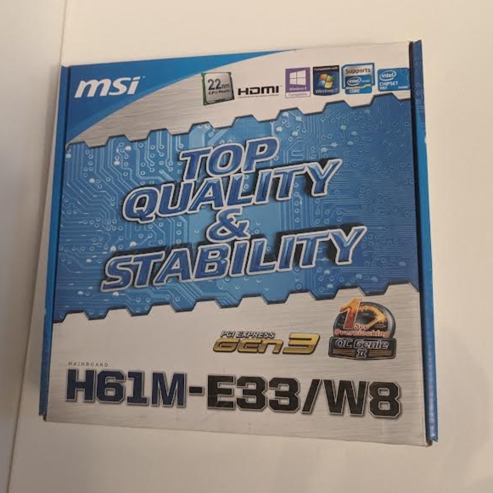 New in box MSI H61M-E33/W8 Motherboard